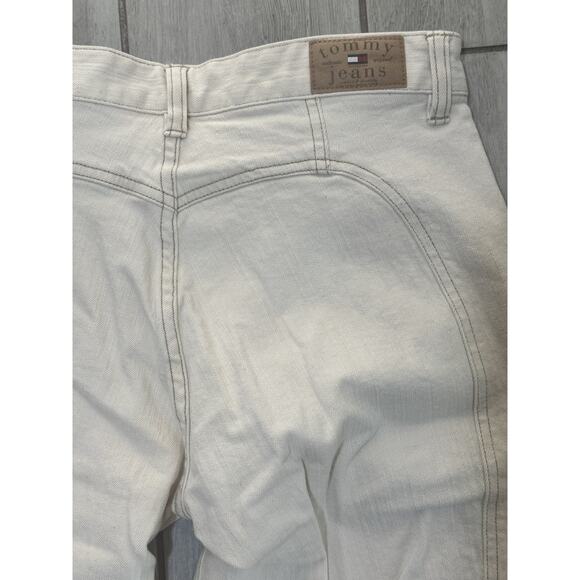 TOMMY HILFIGER Vintage Y2K Cream Jean Mid Rise Flare Pants Junior's Size 9 - Picture 4 of 5